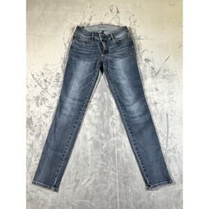 White Black Jeans Womens Size 4 Skinny Blue Pockets Dark Wash Mid Rise Denim